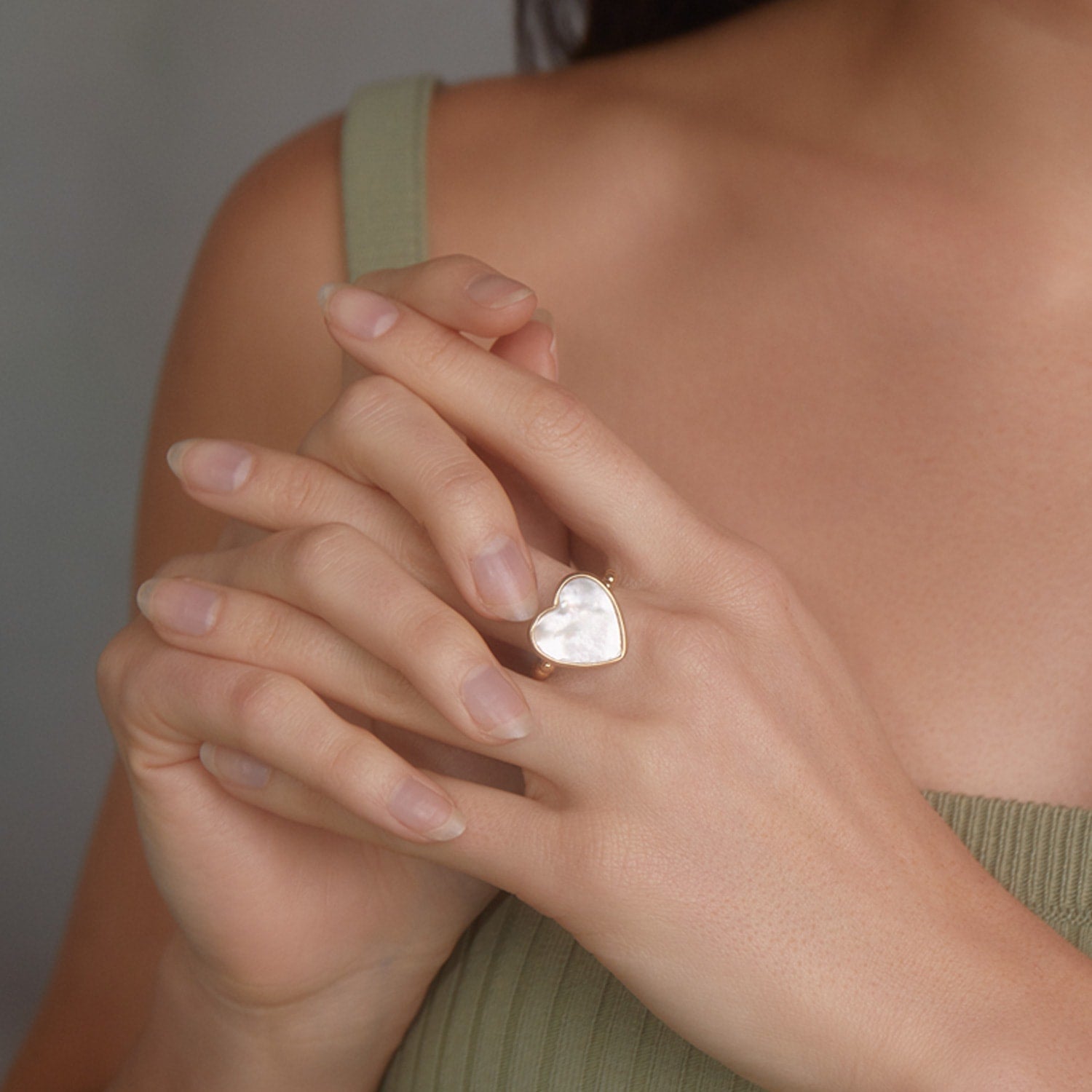 Happy Heart Pearl Stacking Ring