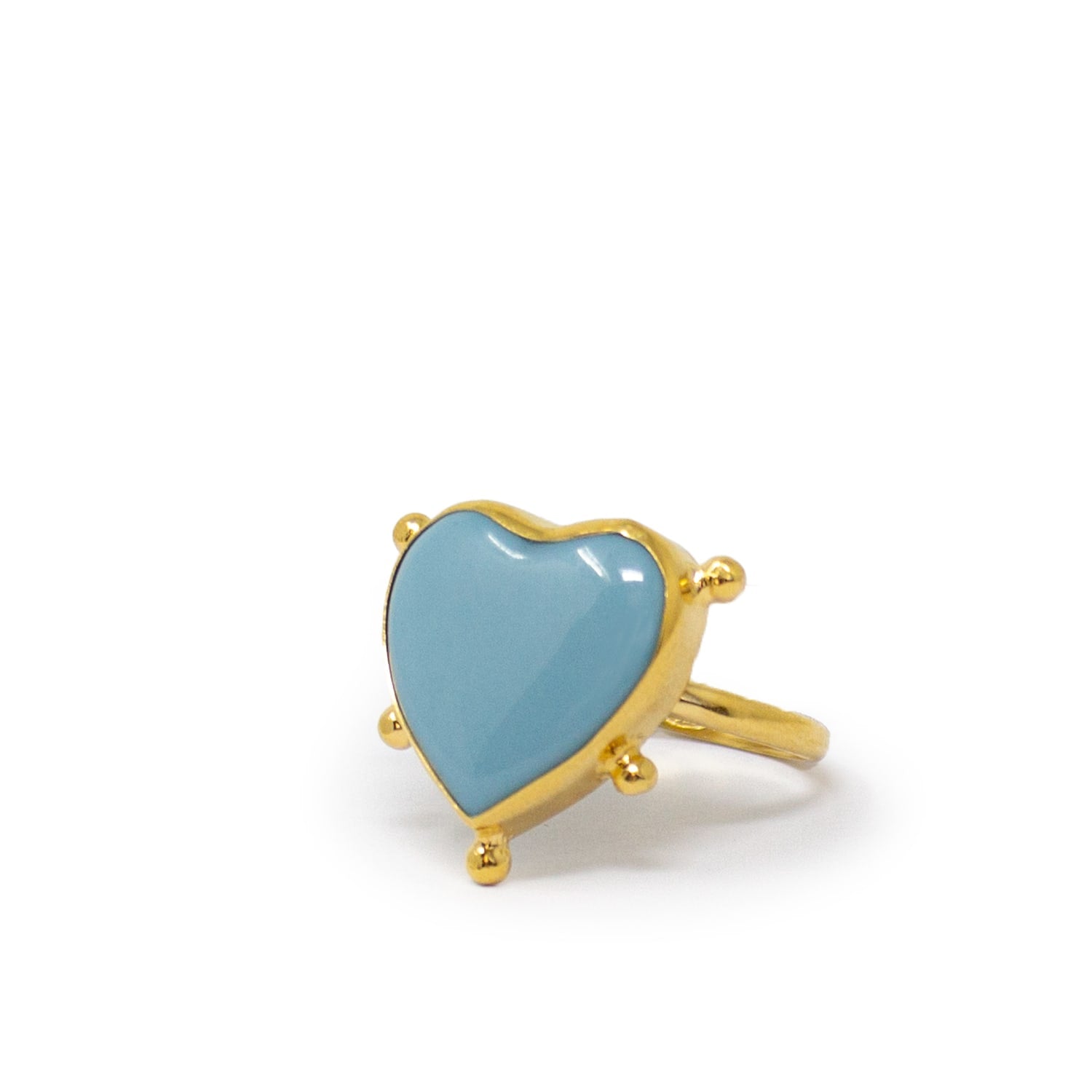 Happy Heart Sky Blue Porcelain Stacking Ring