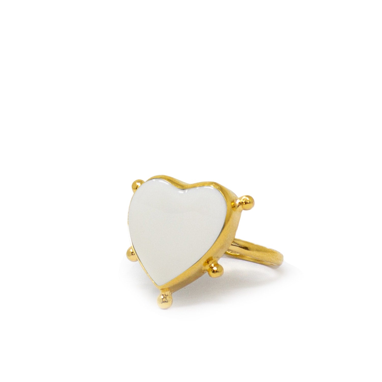 Happy Heart White Porcelain Stacking Ring