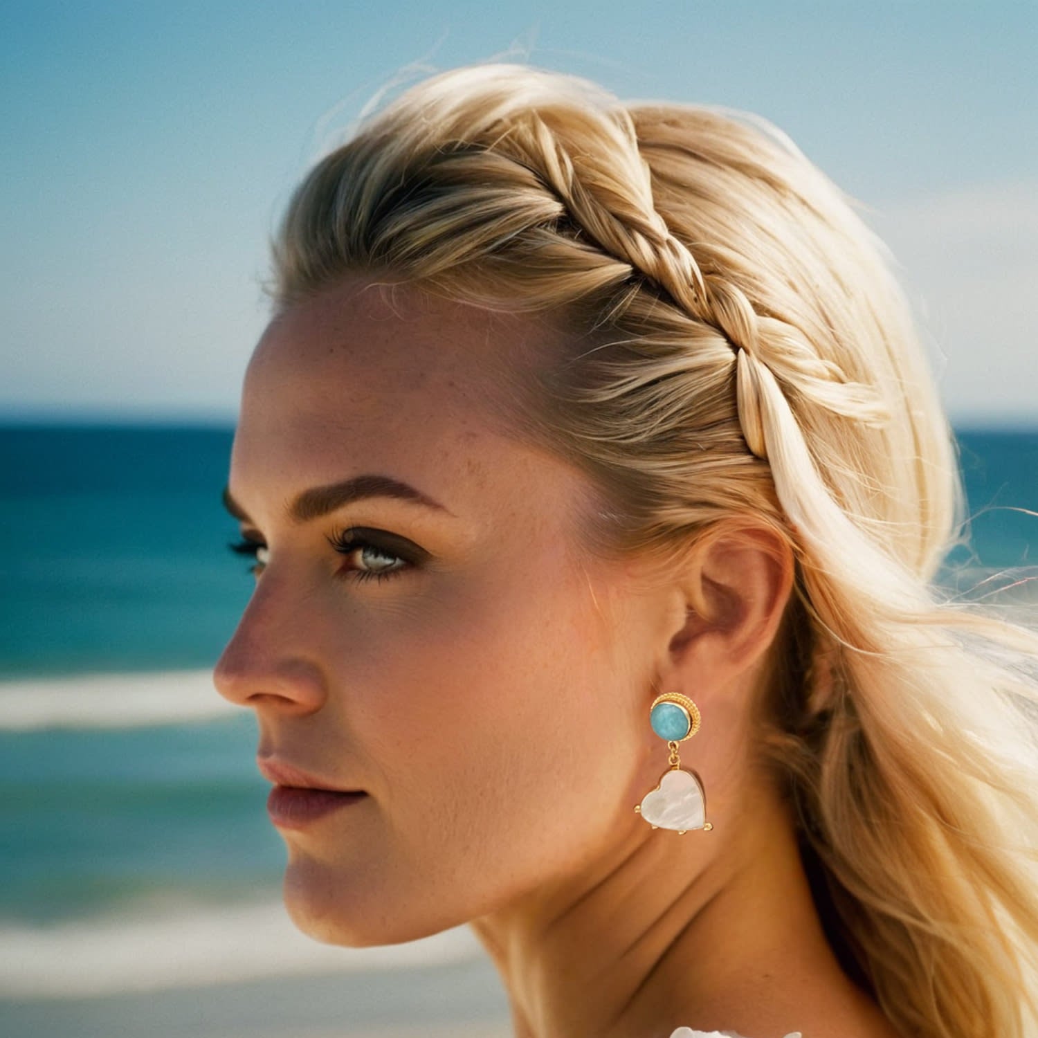 Happy Hearts Earrings With Amazonite And Pearls