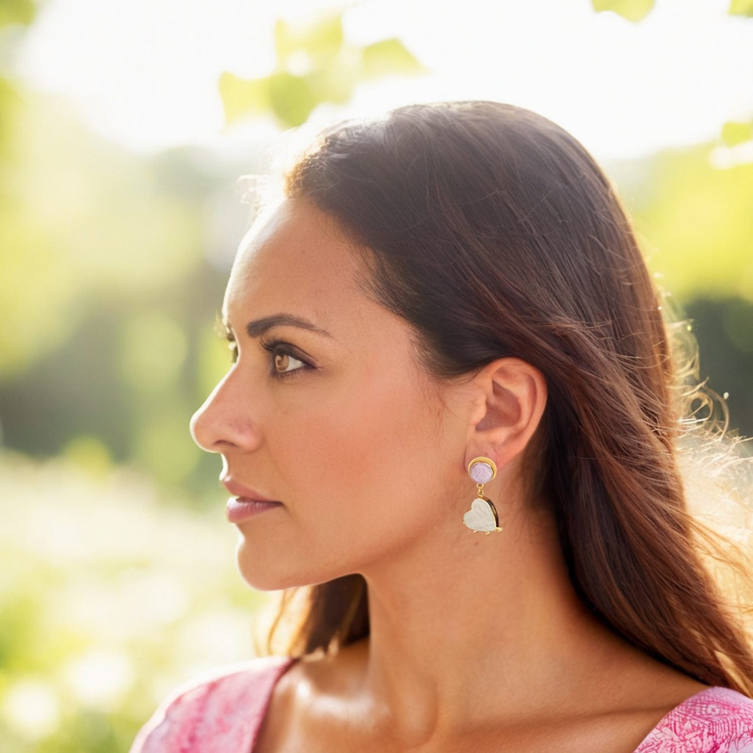 Happy Hearts Earrings With Kunzite And Pearls