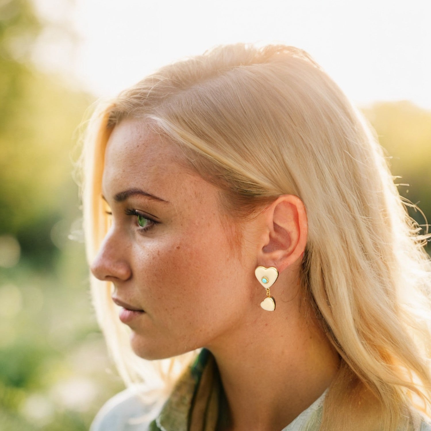 Happy Hearts Earrings With Turquoise