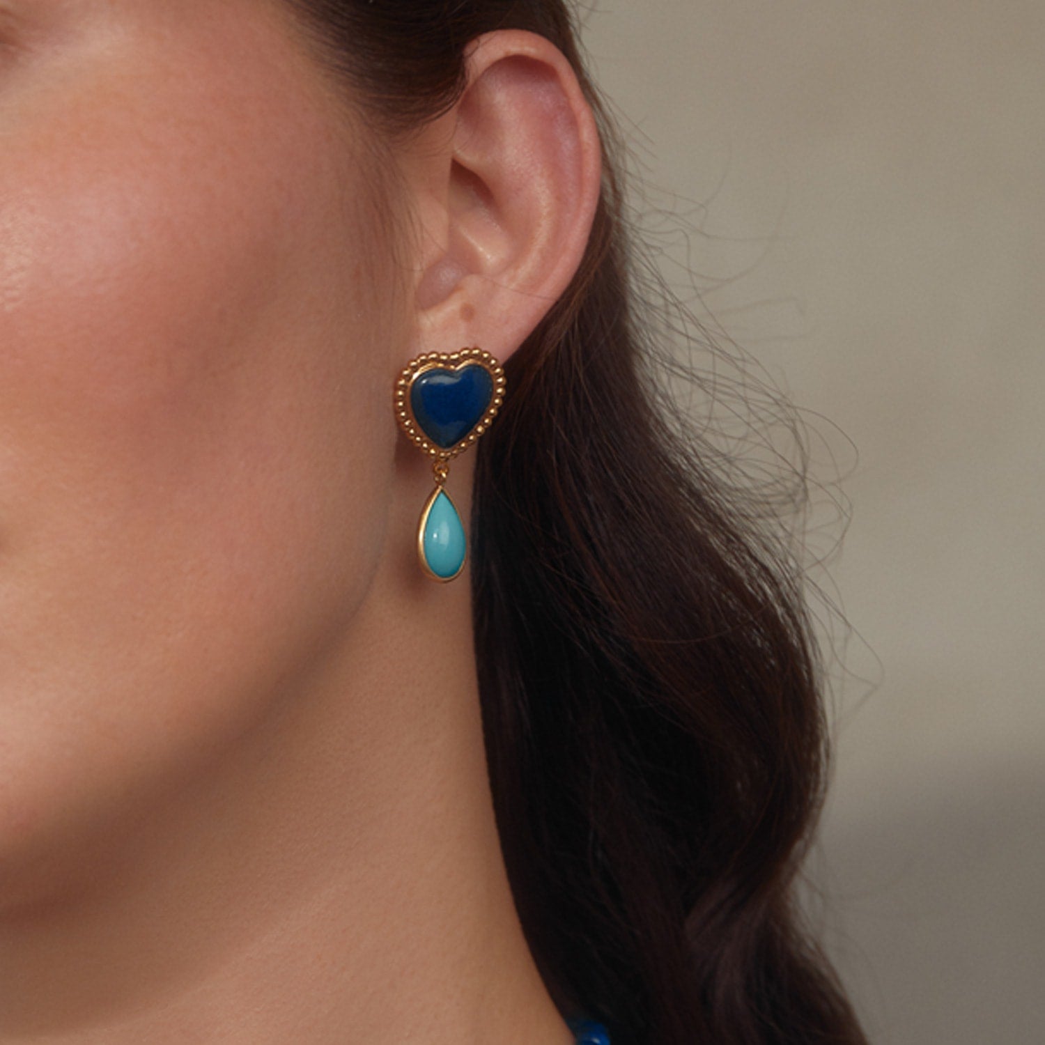 Happy Hearts Lapislazzuli And Turquoise Earrings