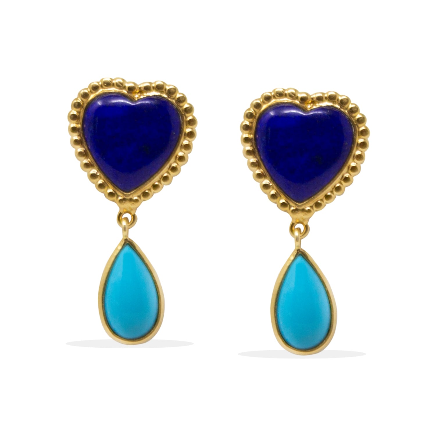 Happy Hearts Lapislazzuli And Turquoise Earrings