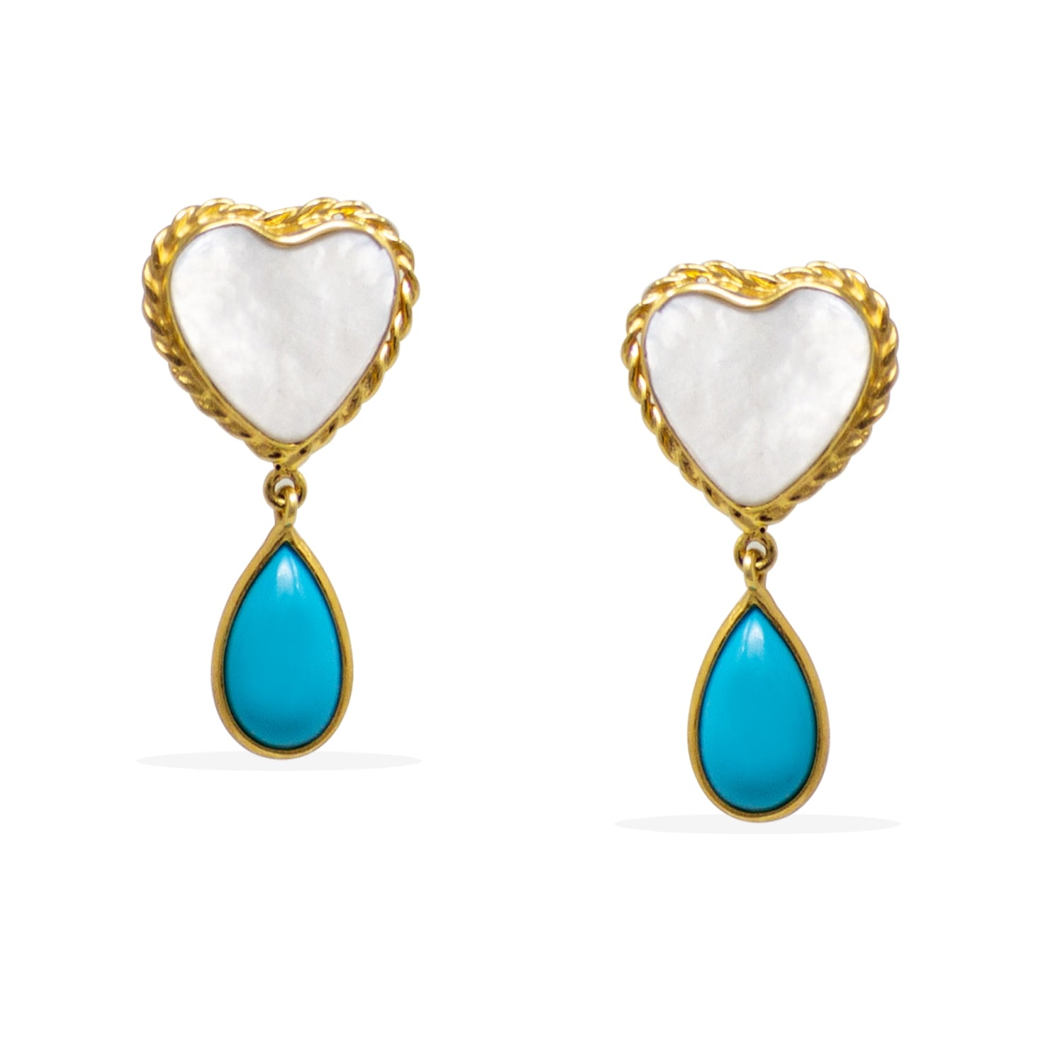 Happy Hearts Pearl And Turquoise Earrings