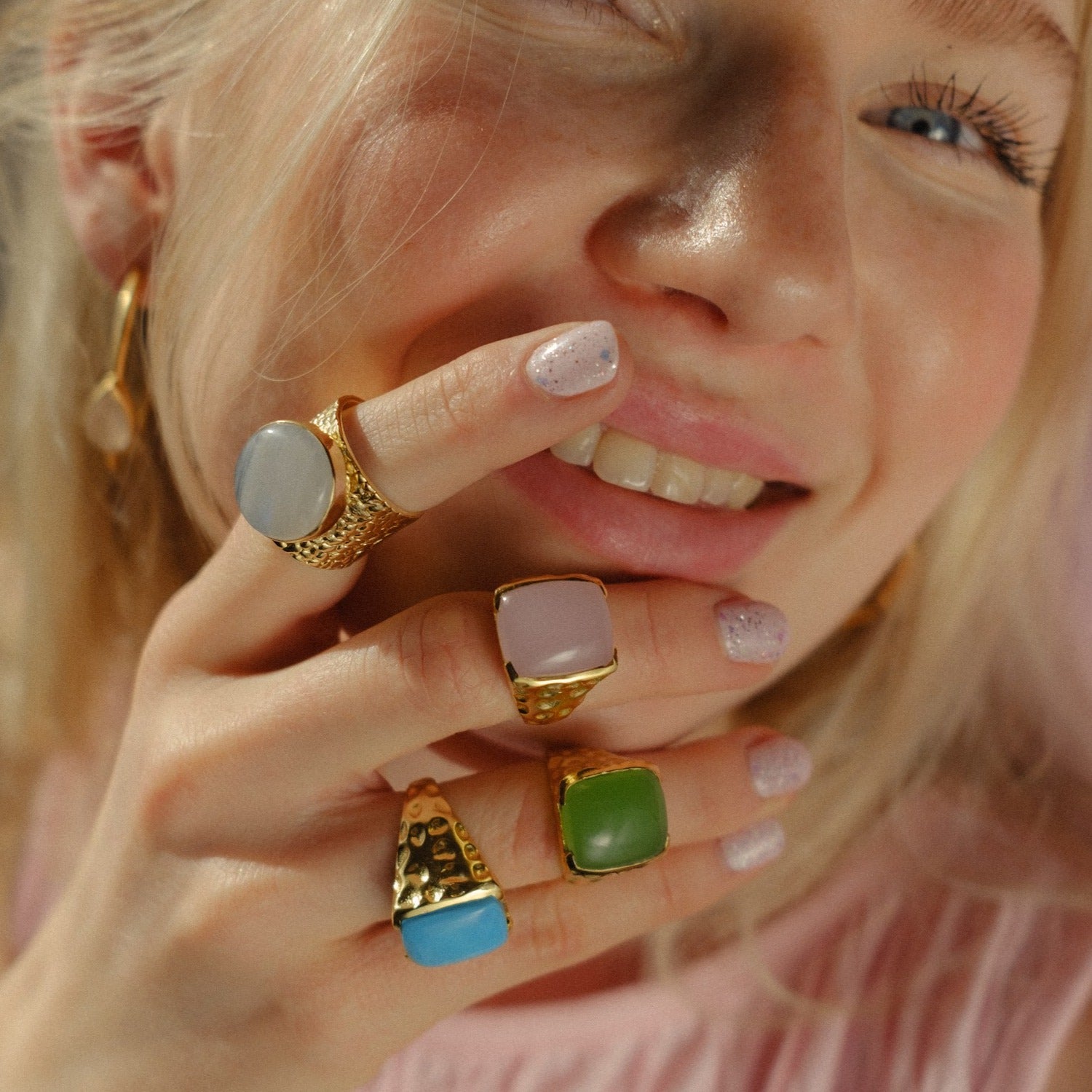 Happy' Turquoise Gemstone Gold Ring