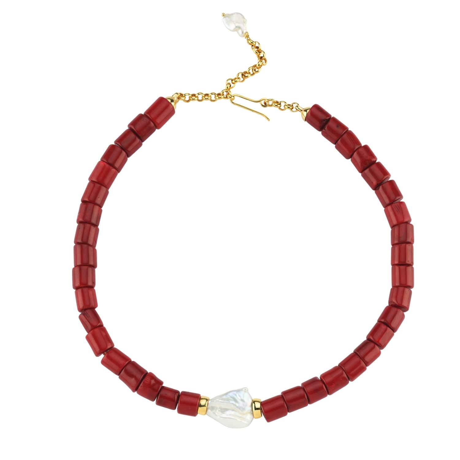 Harmonia Baroque Pearl Red Coral Necklace