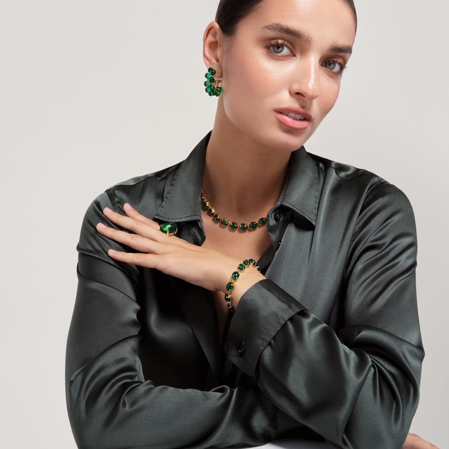 Harper Hoops Green Quartz