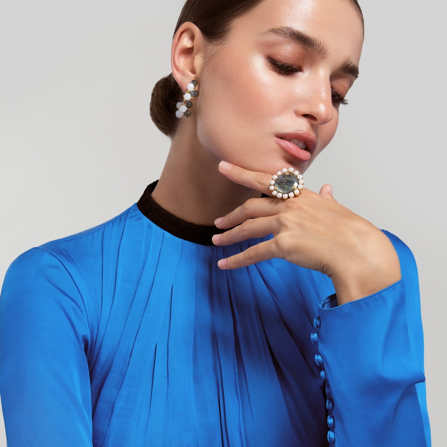 Harper Hoops Labradorite & Moonstone