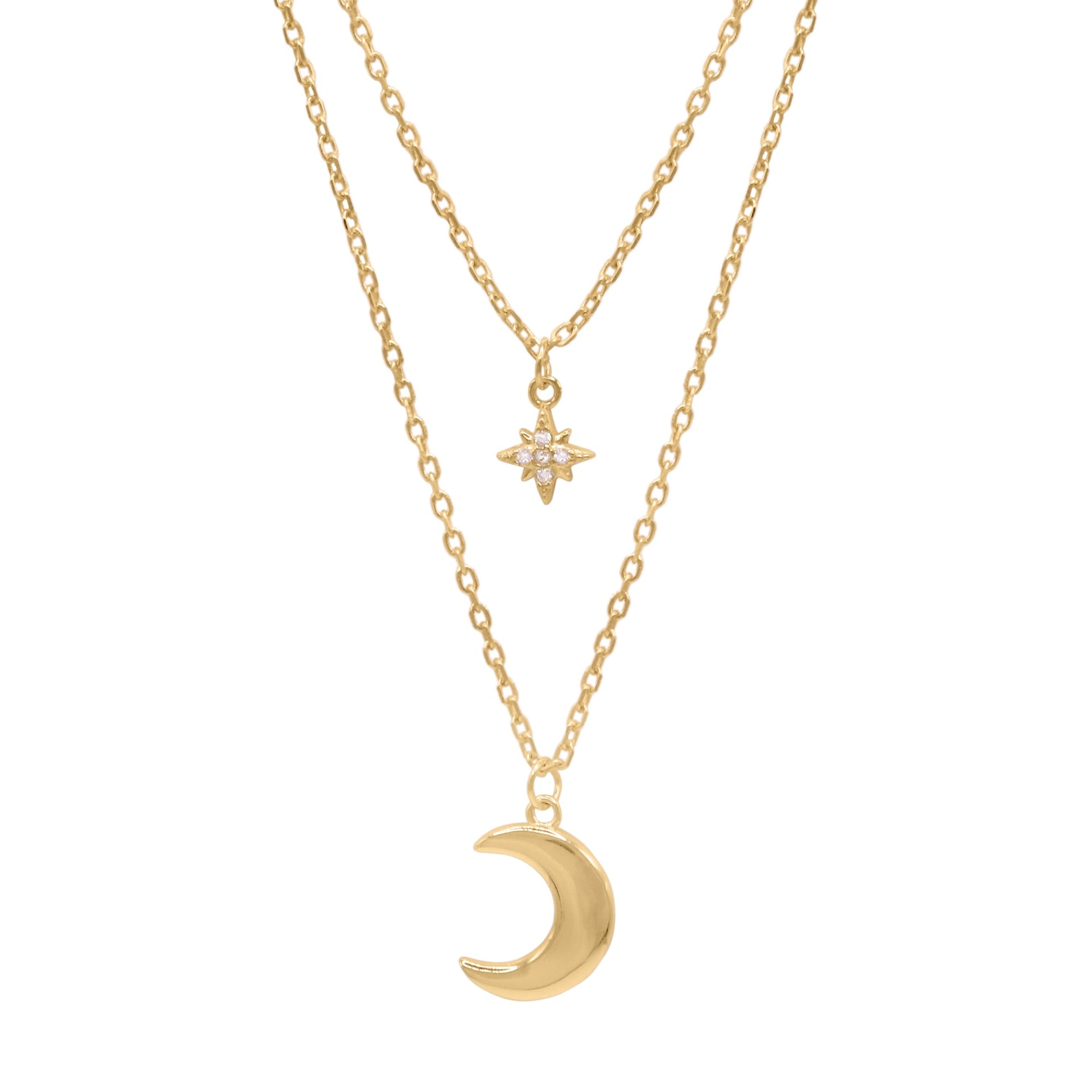 Harper Moon & Star Charm Necklace | Gold Plated