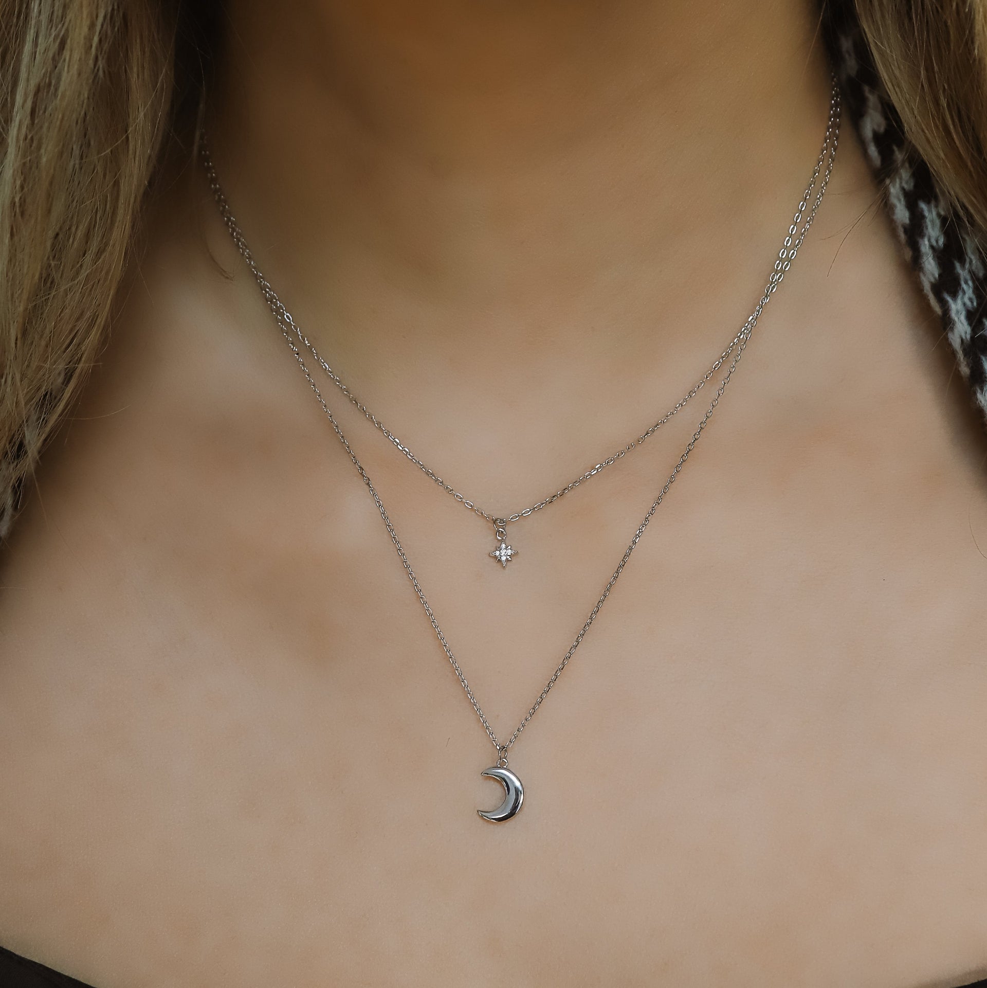 Harper Moon & Star Charm Necklace | Sterling Silver