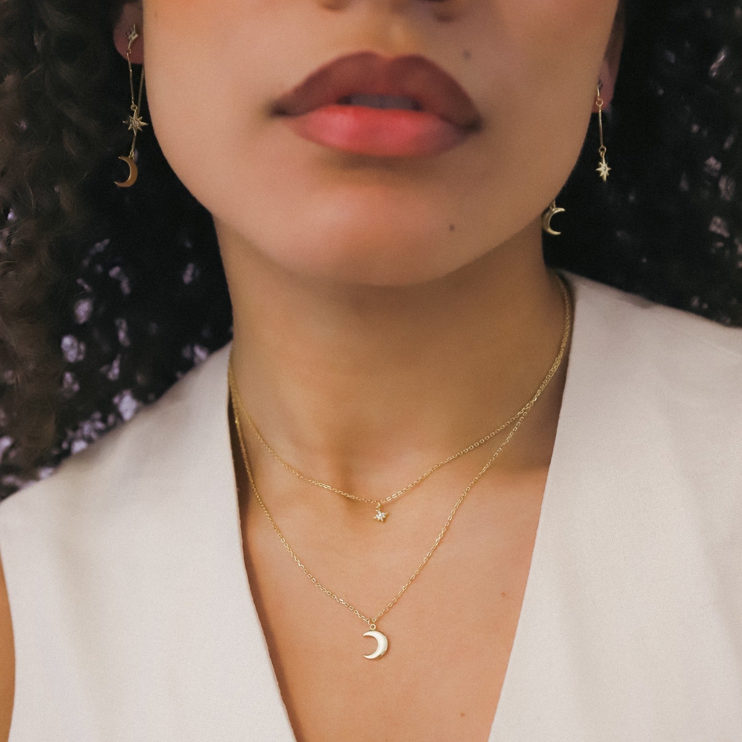 Harper Moon & Star Charm Necklace | Gold Plated