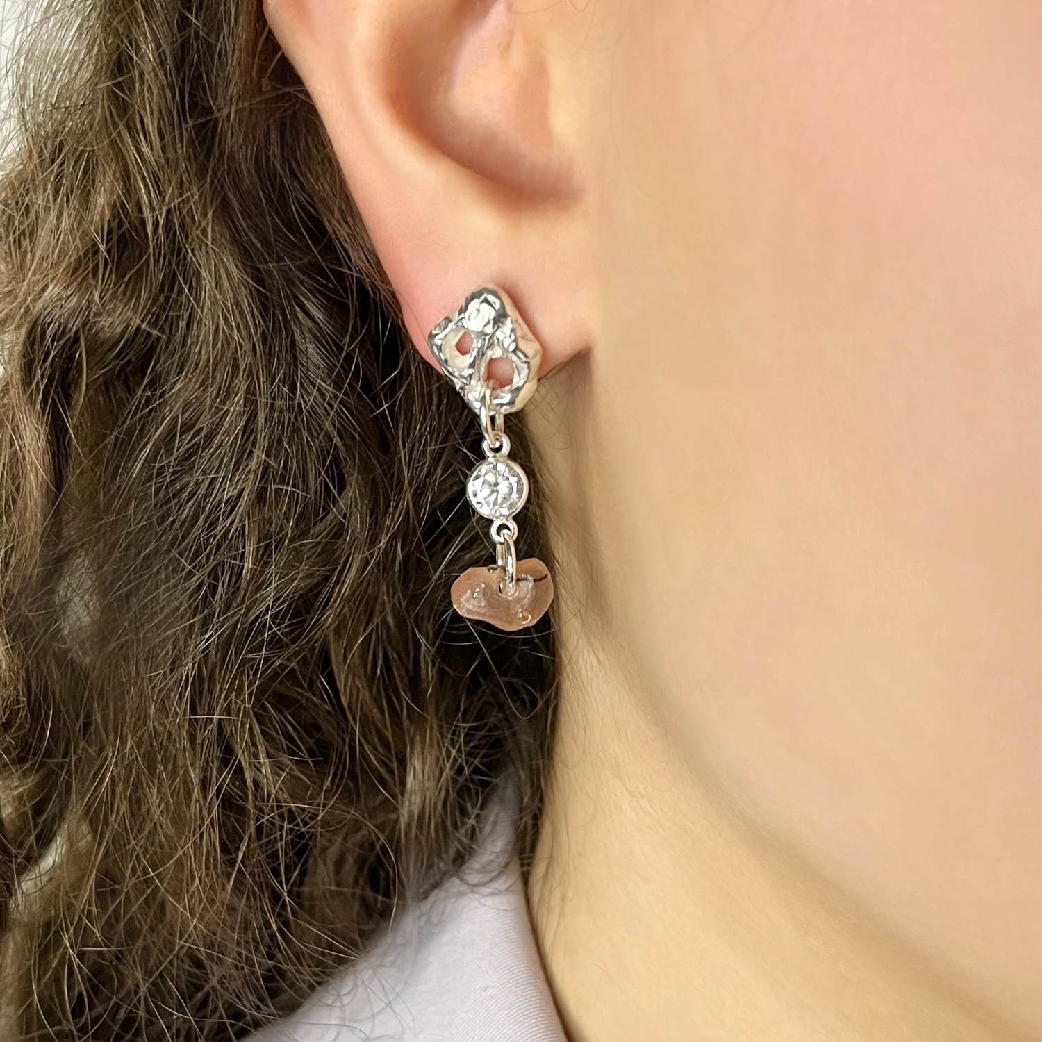 Harriot Cubic Zirconia Earrings Mocha