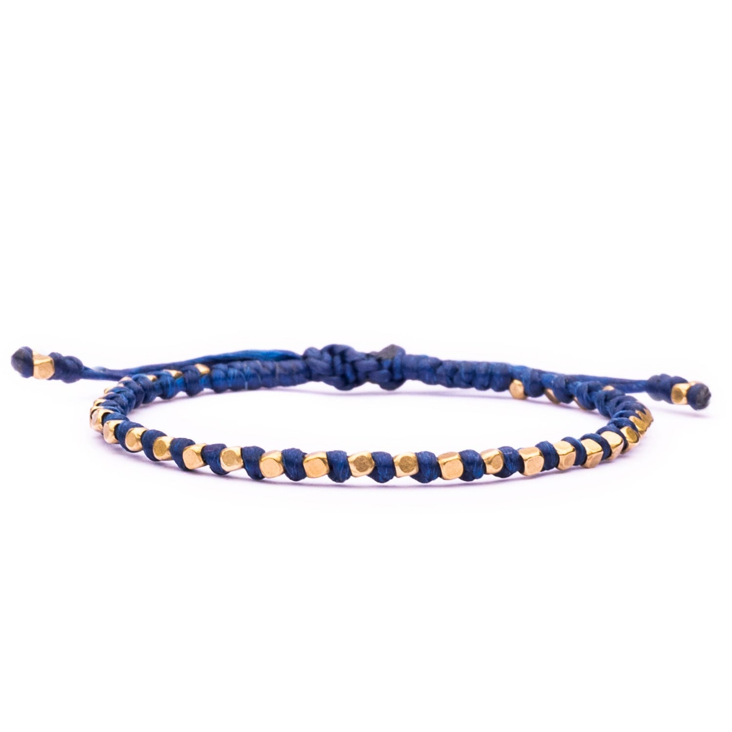 Minimal Brass And Blue Rope Bracelet For Women - Blue