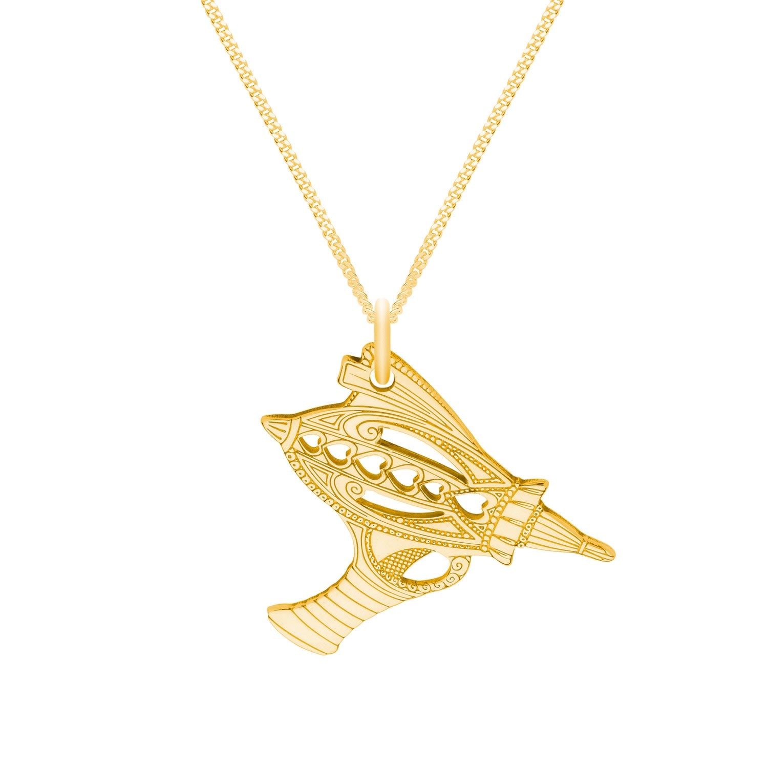 Medium Gold Ray Gun Pendant Necklace
