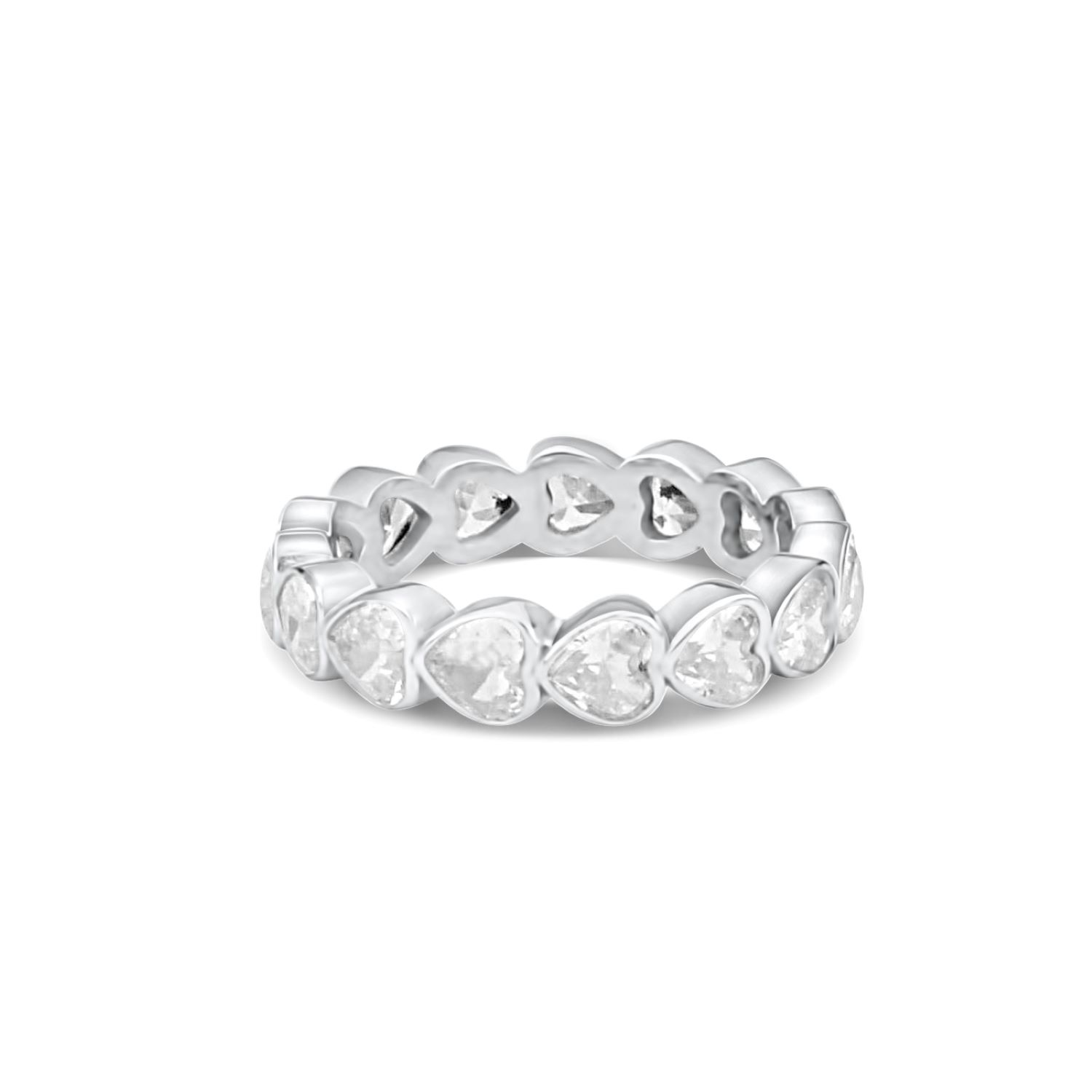 Heart Bezel-Set Eternity Band - Silver