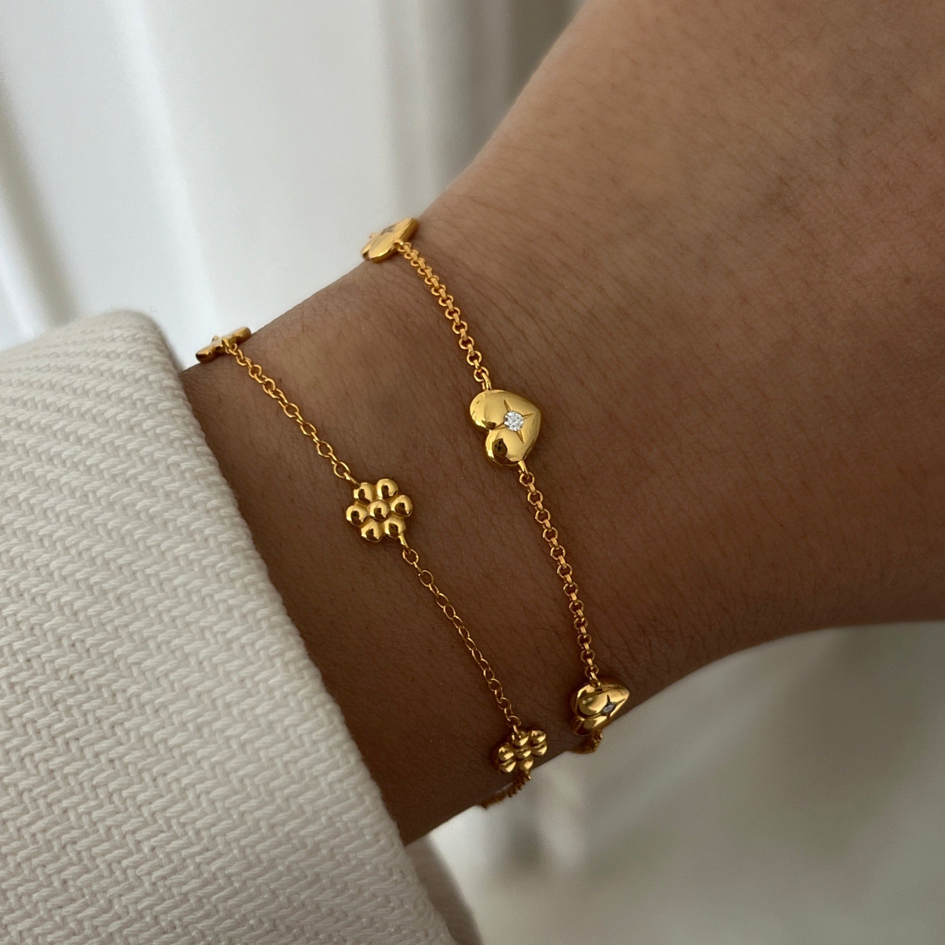 Gold Heart Zirconia Bracelet