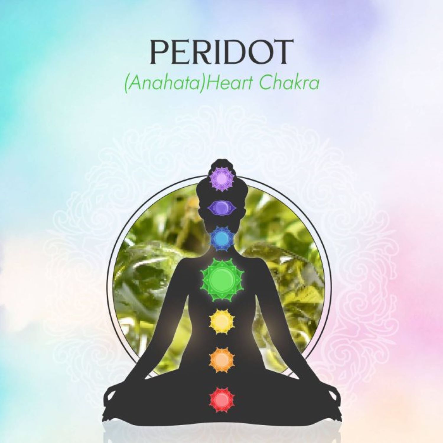 Heart Chakra/Anahata Chakra Charm Necklace In Gold Vermeil– Peridot