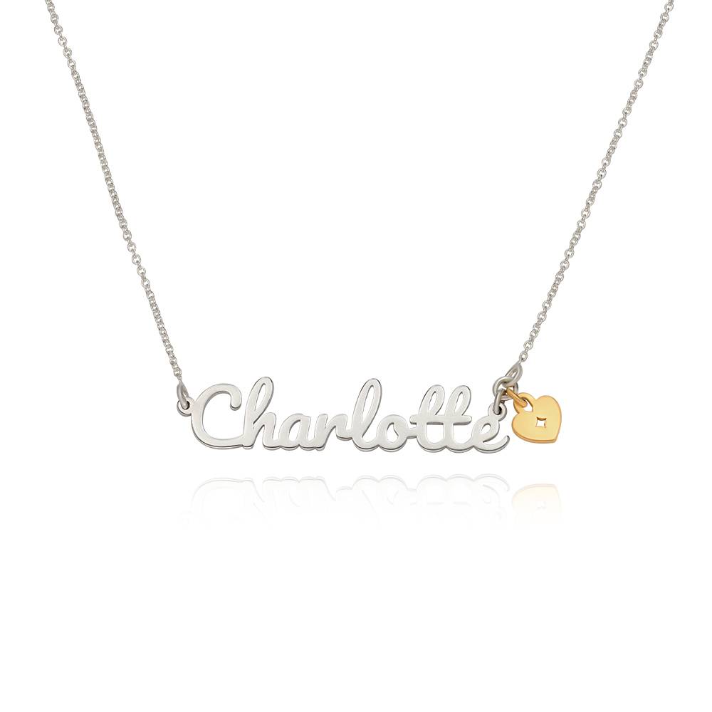 Heart Charm Name Necklace in Sterling Silver