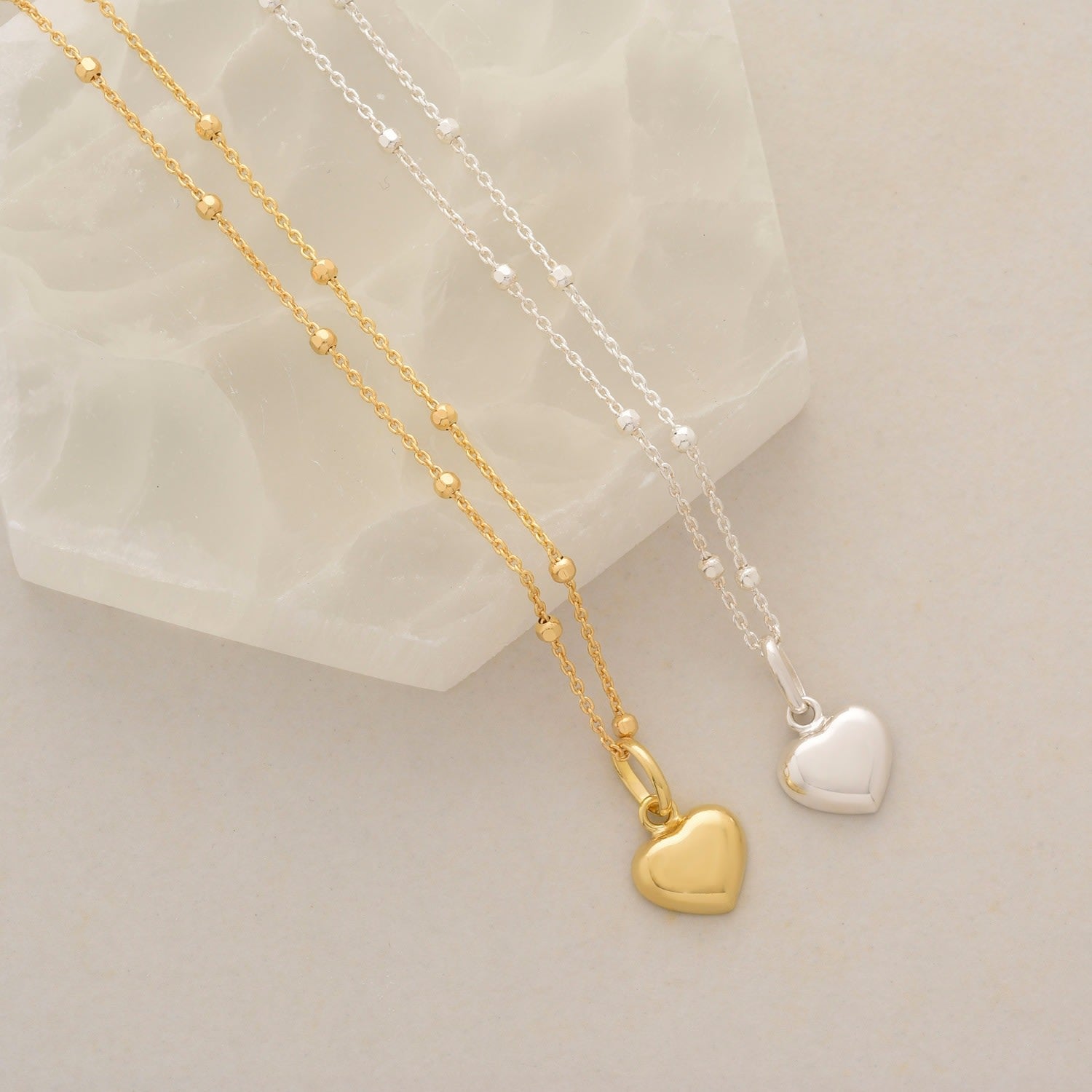 Heart Charm Necklace Gold Plated Sterling Silver