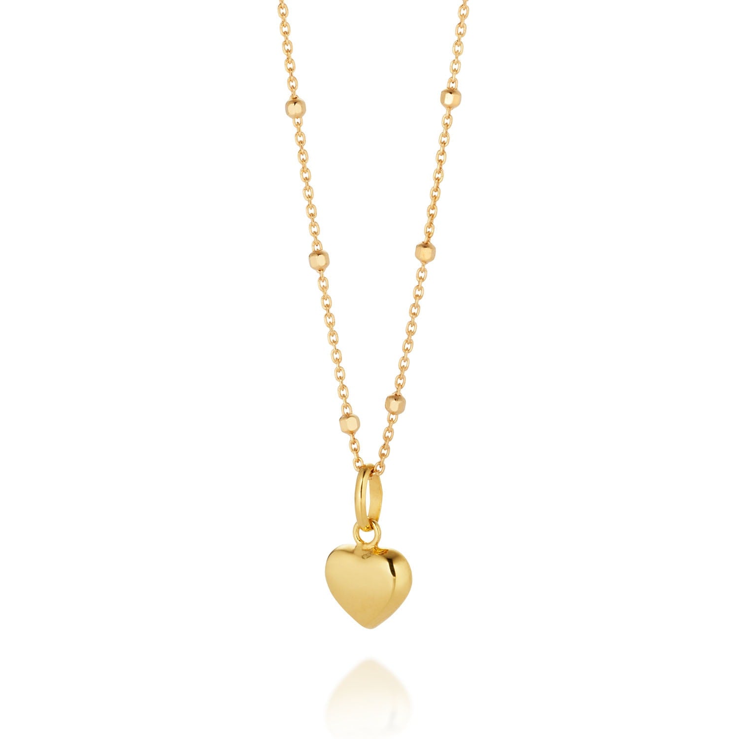 Heart Charm Necklace Gold Plated Sterling Silver
