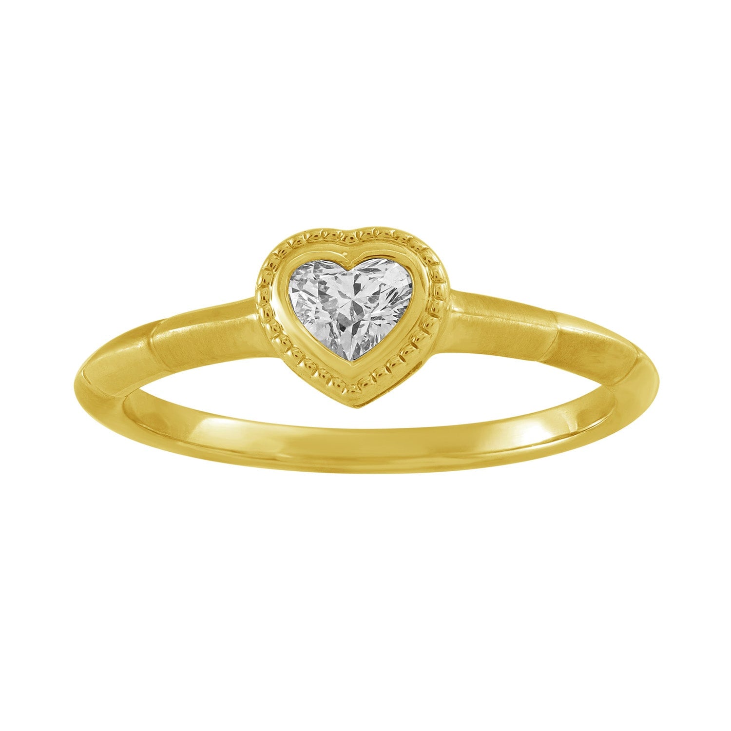 Heart Cut Diamond Band Ring In Yellow Gold