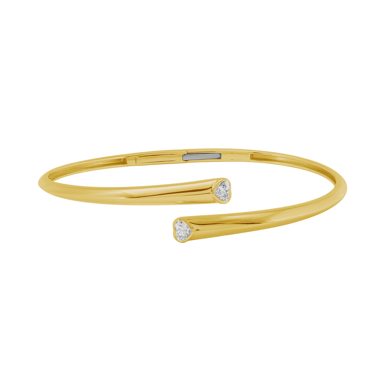 Heart Cut Diamond Cuff Bracelet In Yellow Gold – Elegant Fine Jewelry