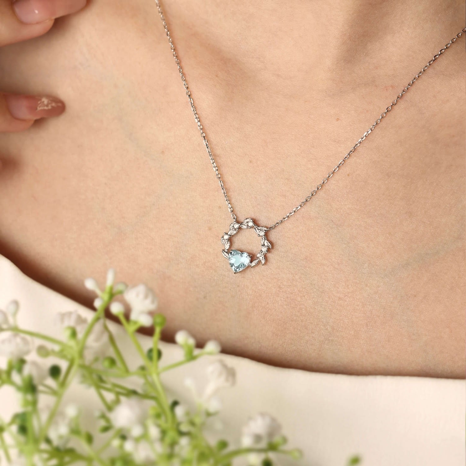 Heart Desire Sky Blue Topaz Necklace White Gold Vermeil©