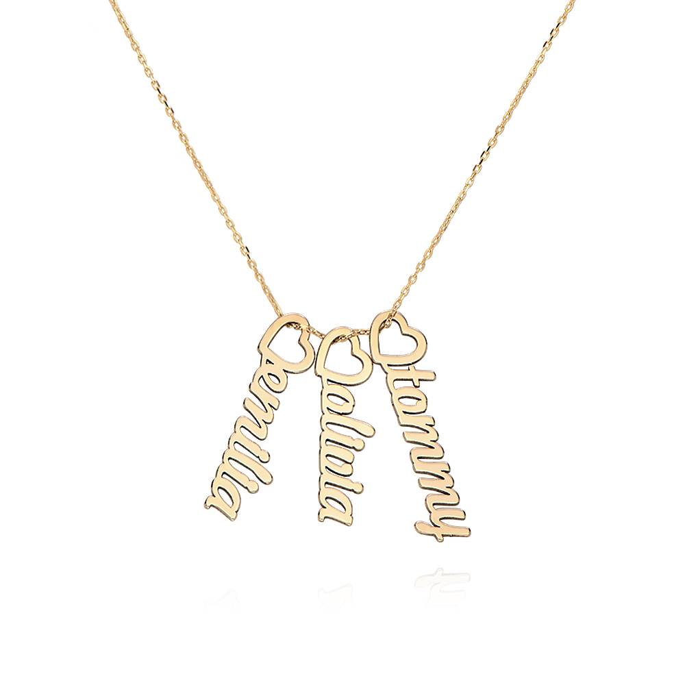 Heart Drop Vertical Name Necklace in 14K Yellow Gold