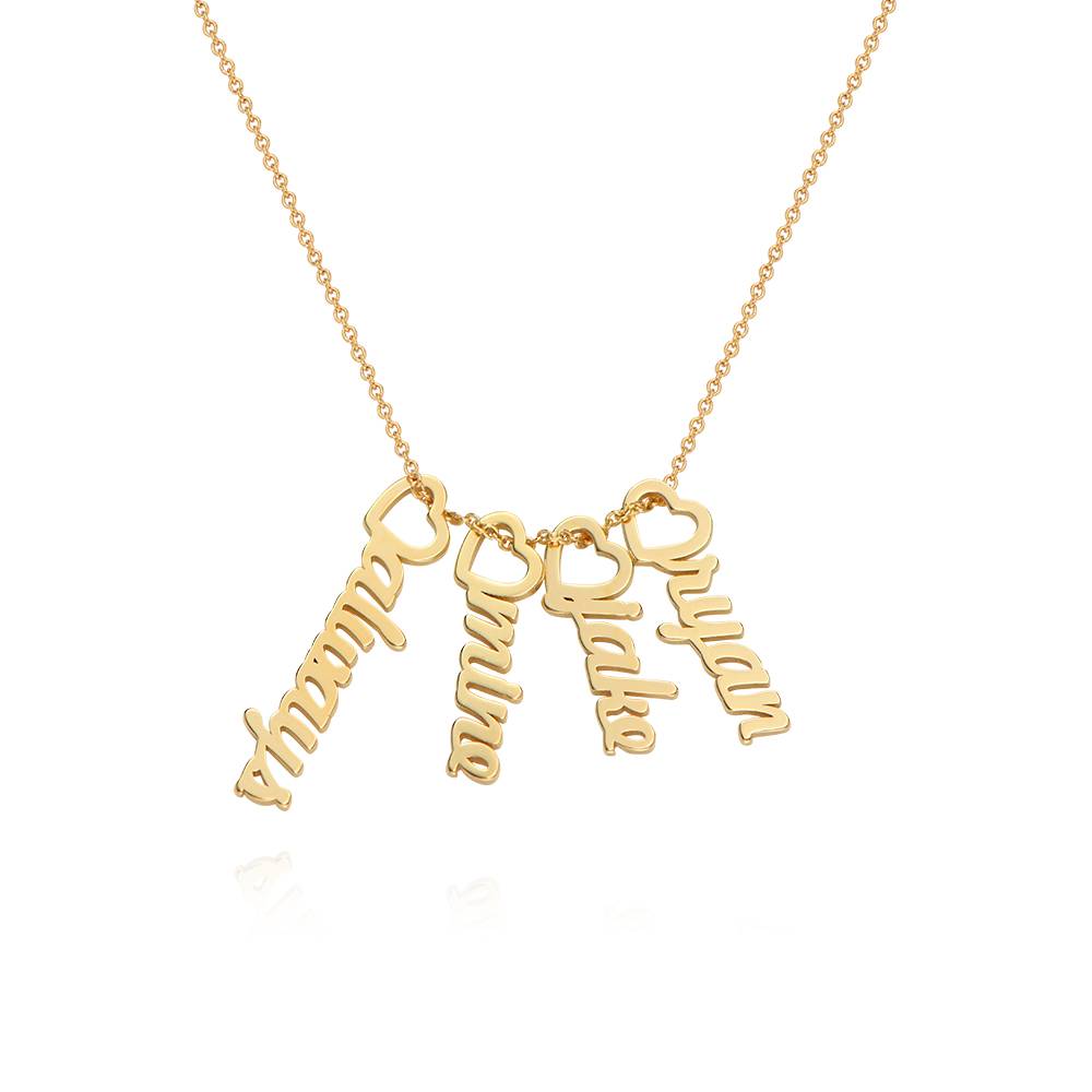 Heart Drop Vertical Name Necklace in 18K Gold Plating