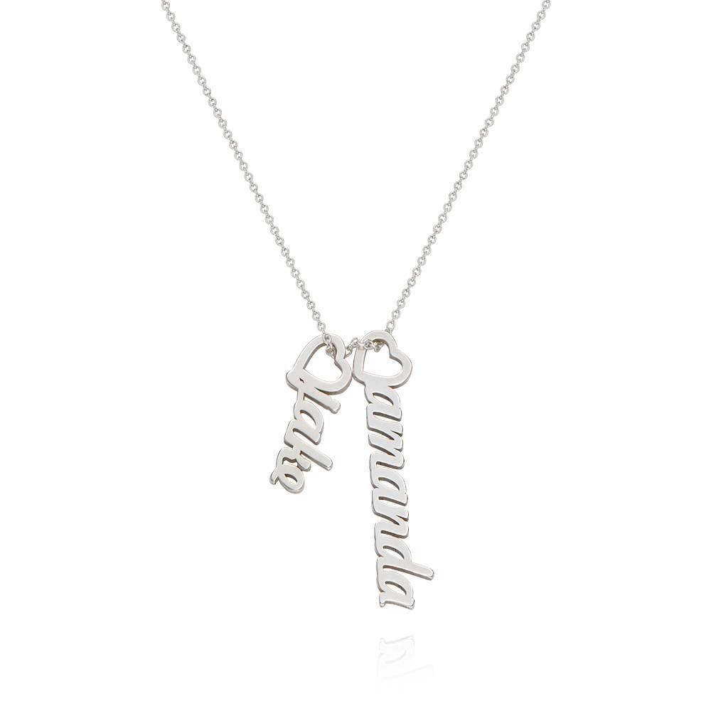 Heart Drop Vertical Name Necklace in Sterling Silver