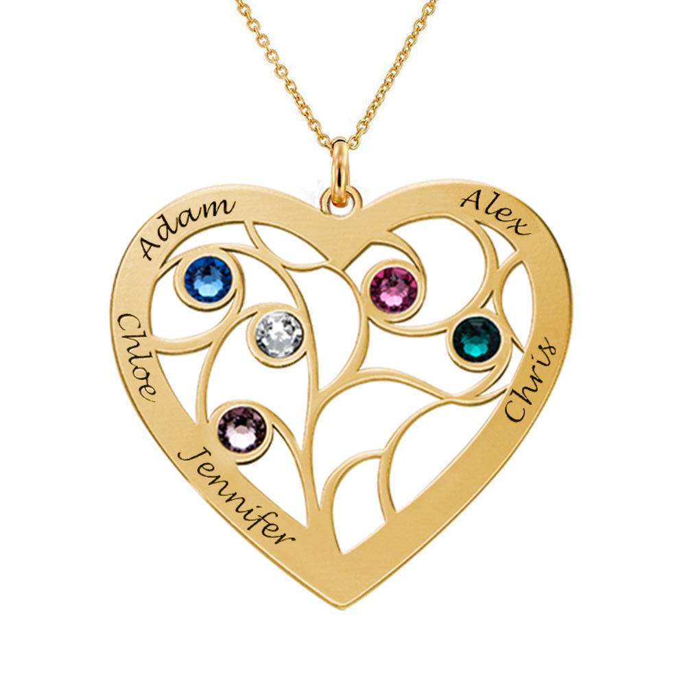 Heart Family Tree Necklace with birthstones in Gold Plating - Thoughtful Gifts for Grandma - Grandmother Necklace - Gift for Grandma
