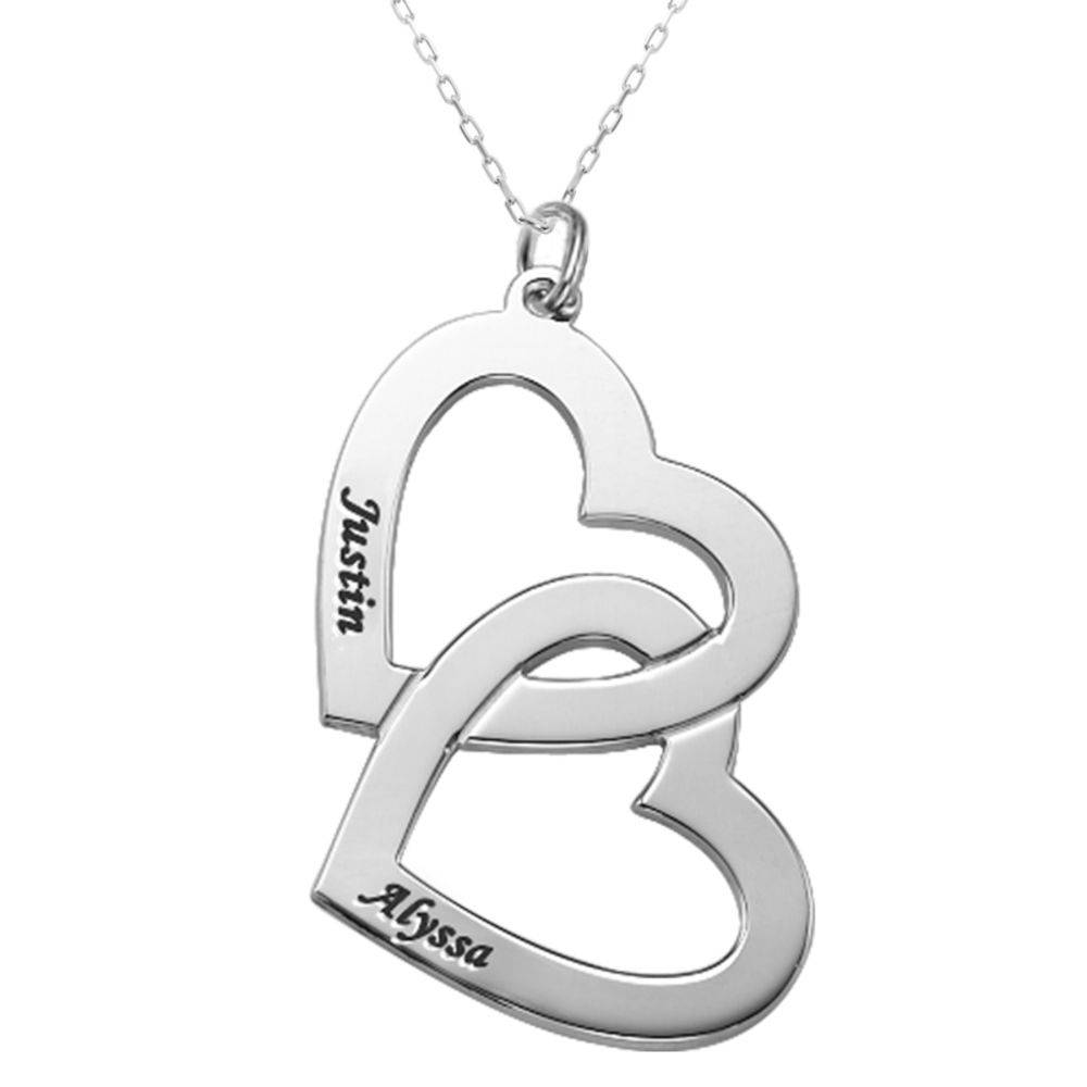 Heart in Heart Necklace in 10k White Gold