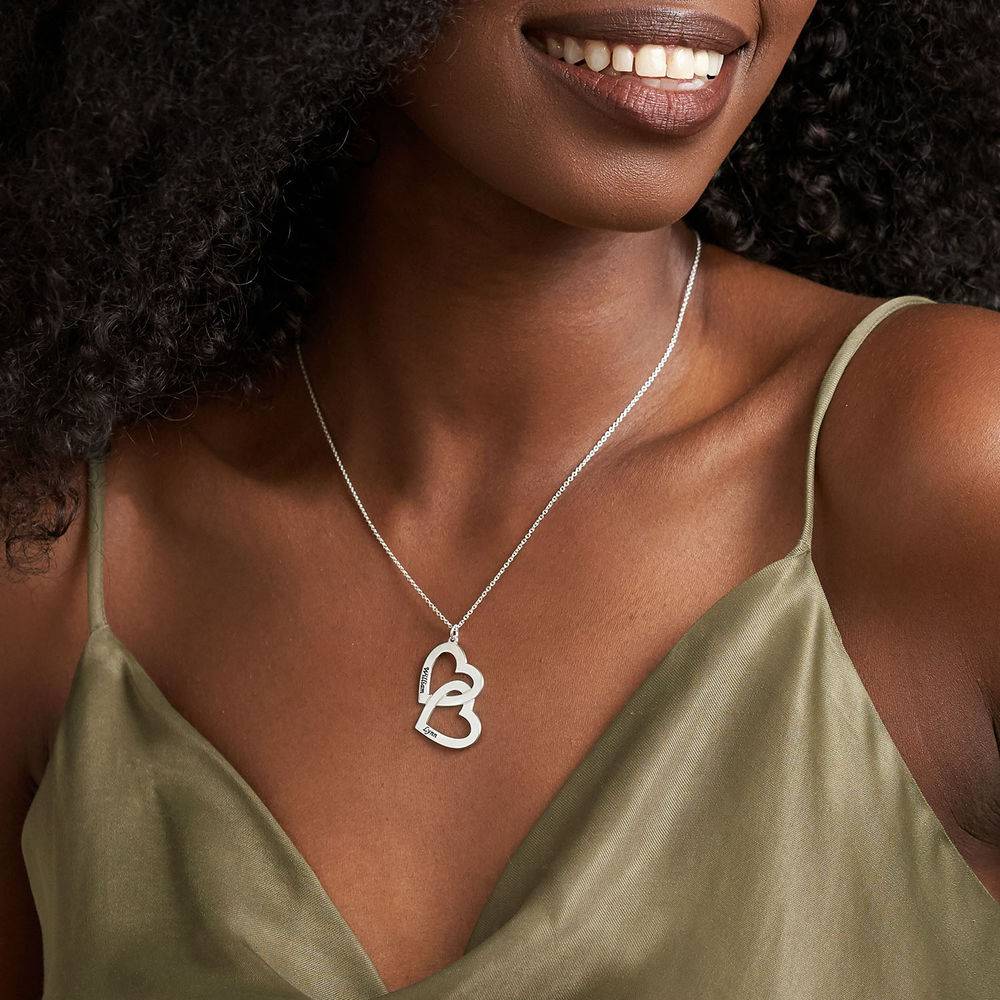 Heart in Heart Necklace in 10k White Gold