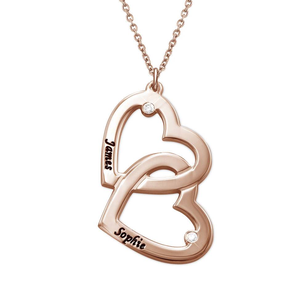 Heart in Heart Necklace in Rose Gold Plated with Diamonds