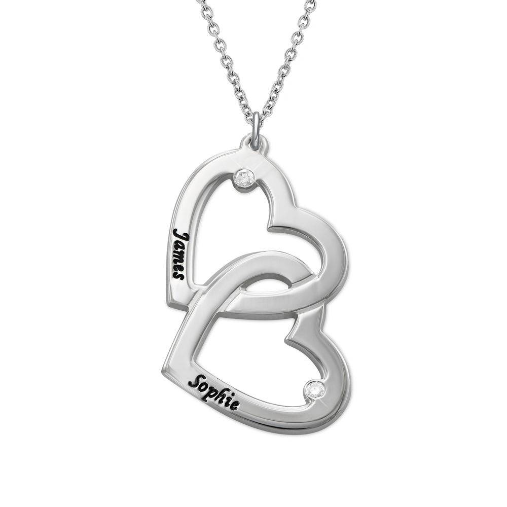 Push Gift - Heart in Heart Necklace in Silver with Diamonds