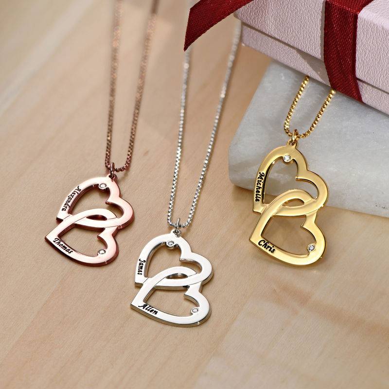 Push Gift - Heart in Heart Necklace in Silver with Diamonds