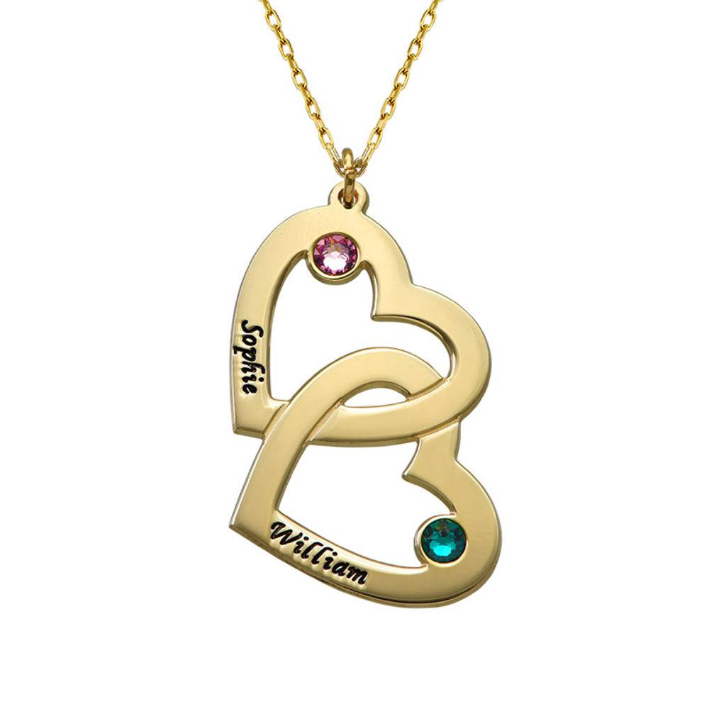 Push Gift - Heart in Heart Necklace with Birthstones - 10K Gold