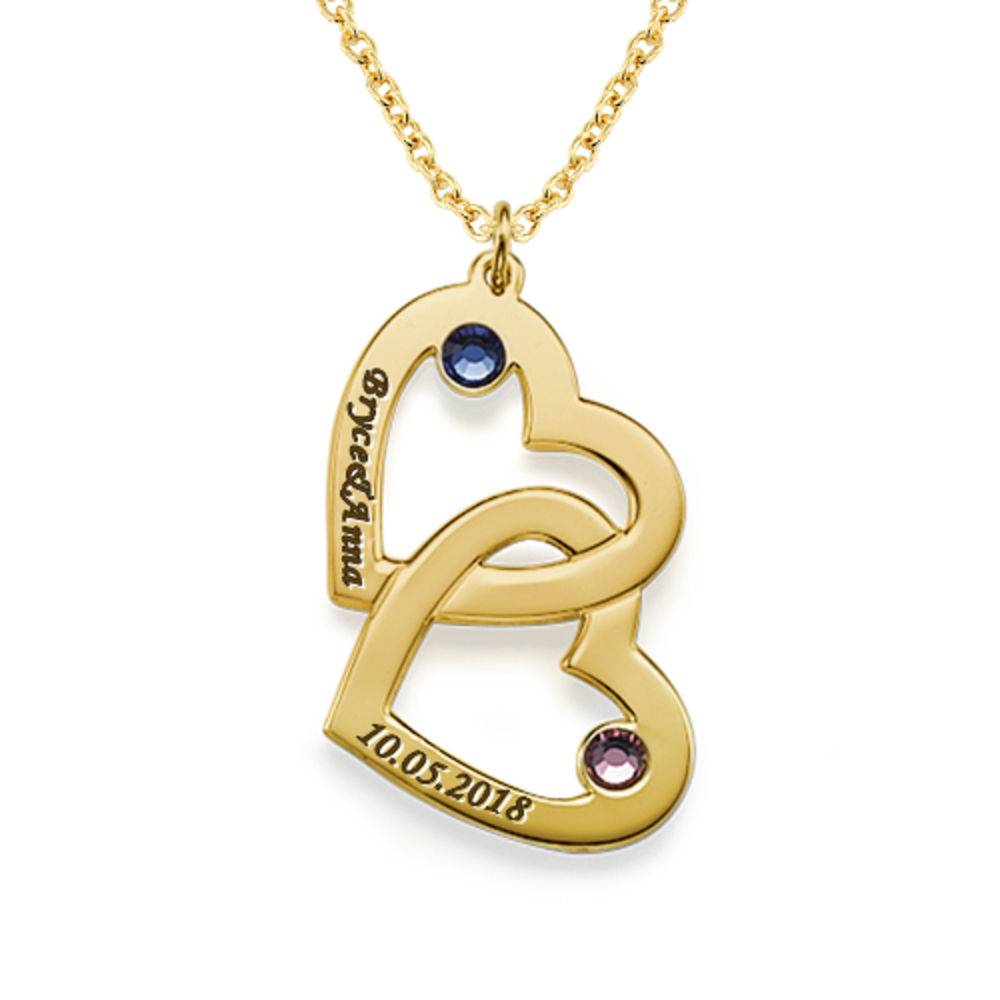 Heart in Heart Necklace with Birthstones in 18k Gold Vermeil