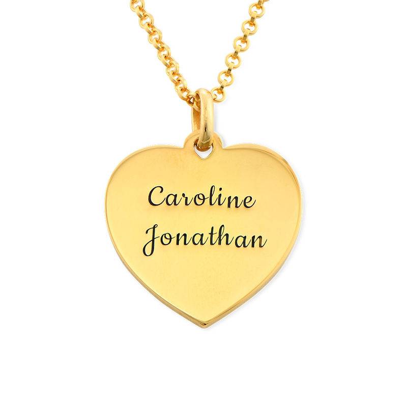Engraved Heart Pendant Necklace in Gold Plating