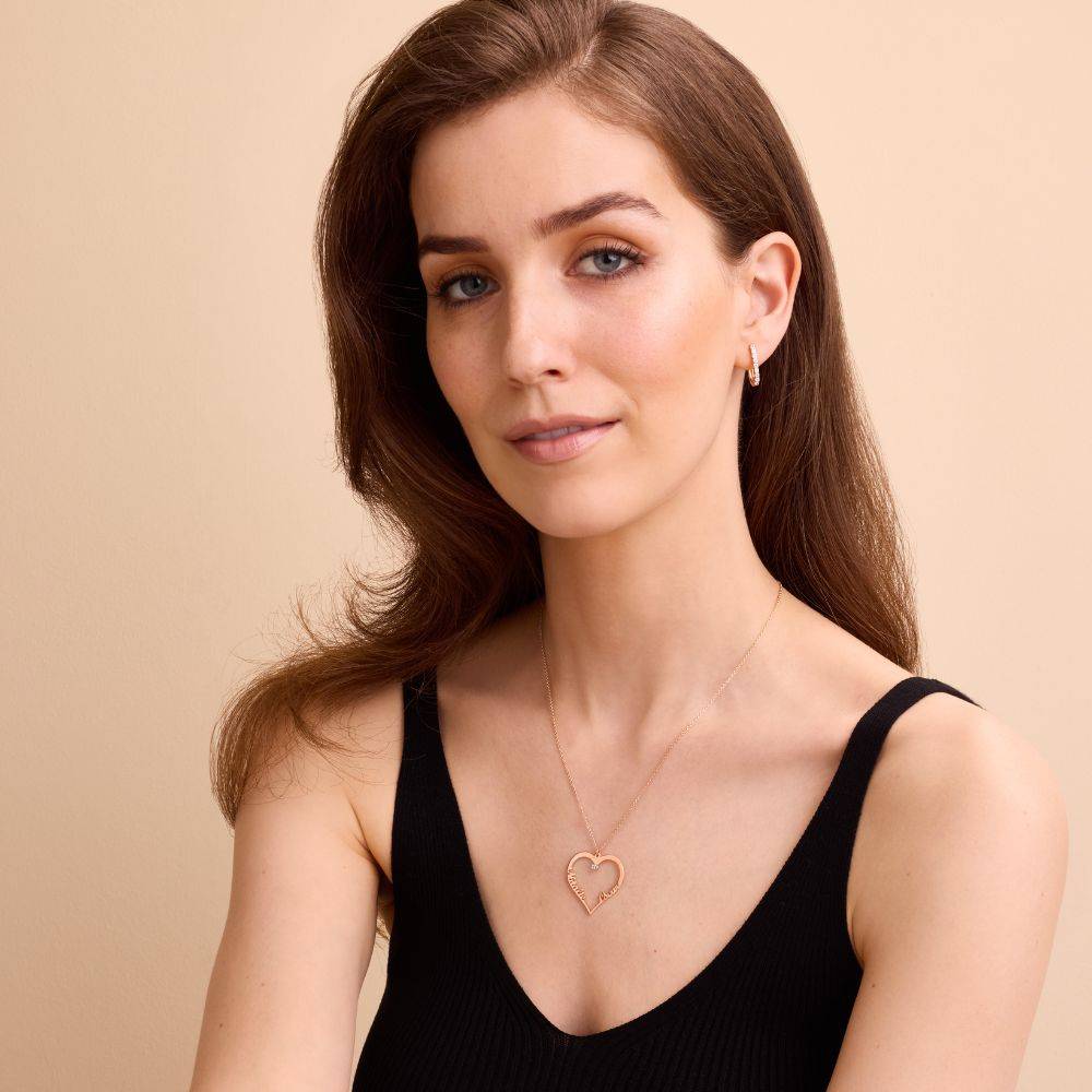 Heart Necklace in Rose Gold Plating with Diamond