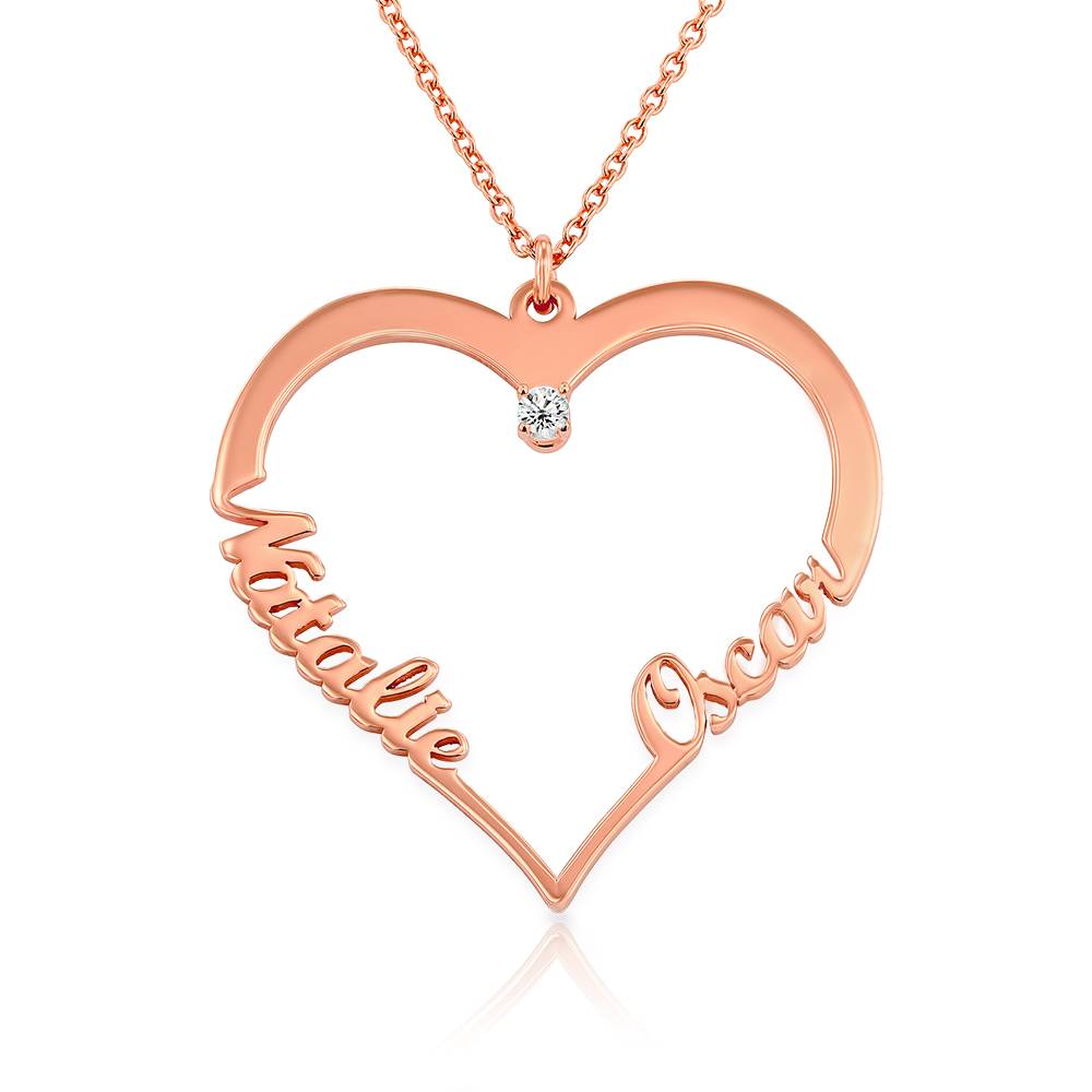 Heart Necklace in Rose Gold Plating with Diamond