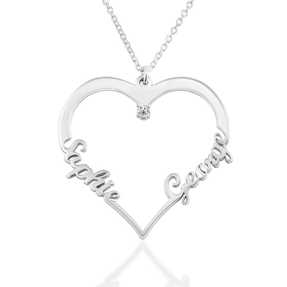 Heart Necklace in Sterling Silver with Diamond