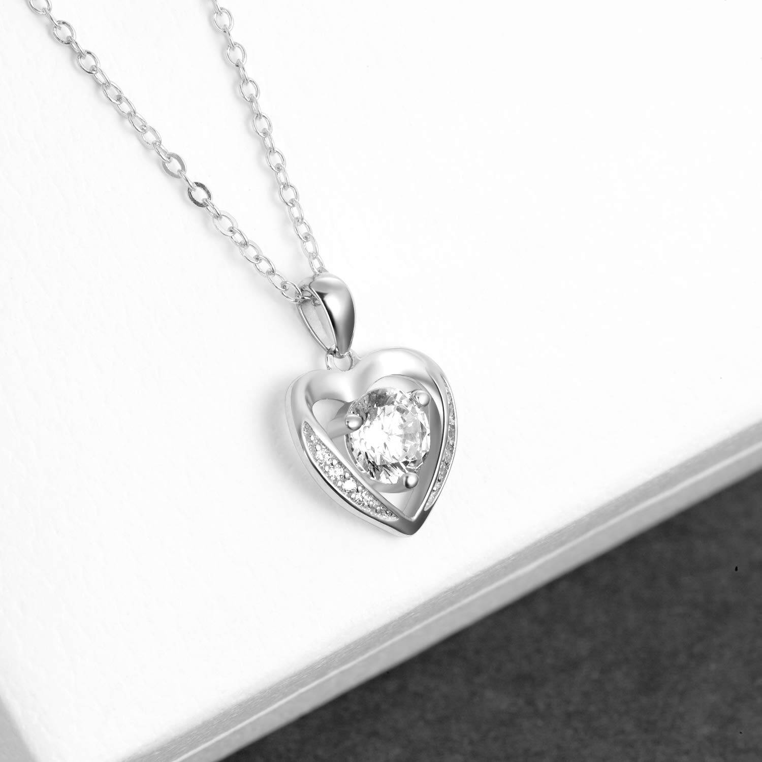 Sterling Silver Cubic Zirconia Heart Pendant Necklace