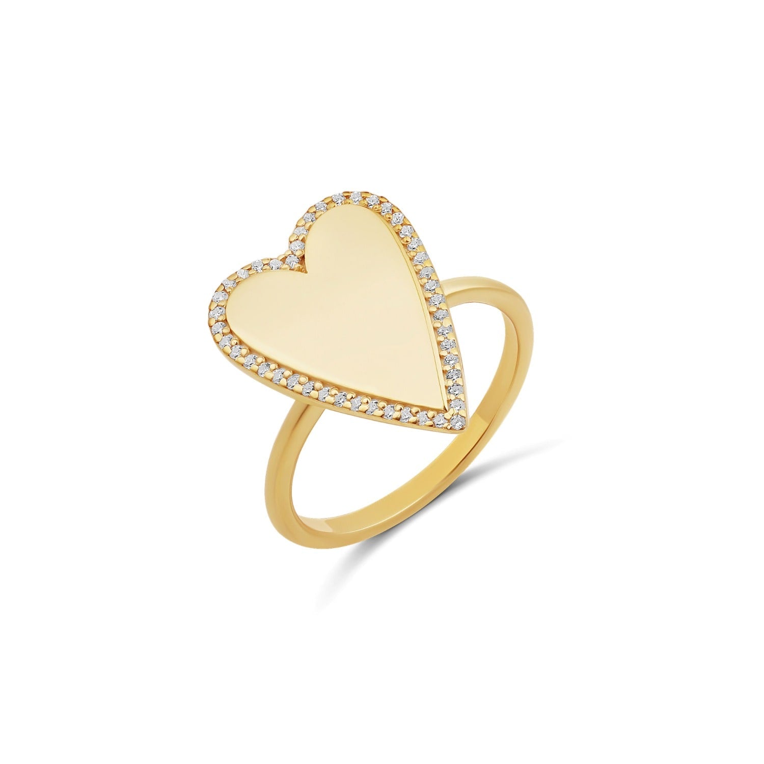 Heart Pave Outline Ring - Gold