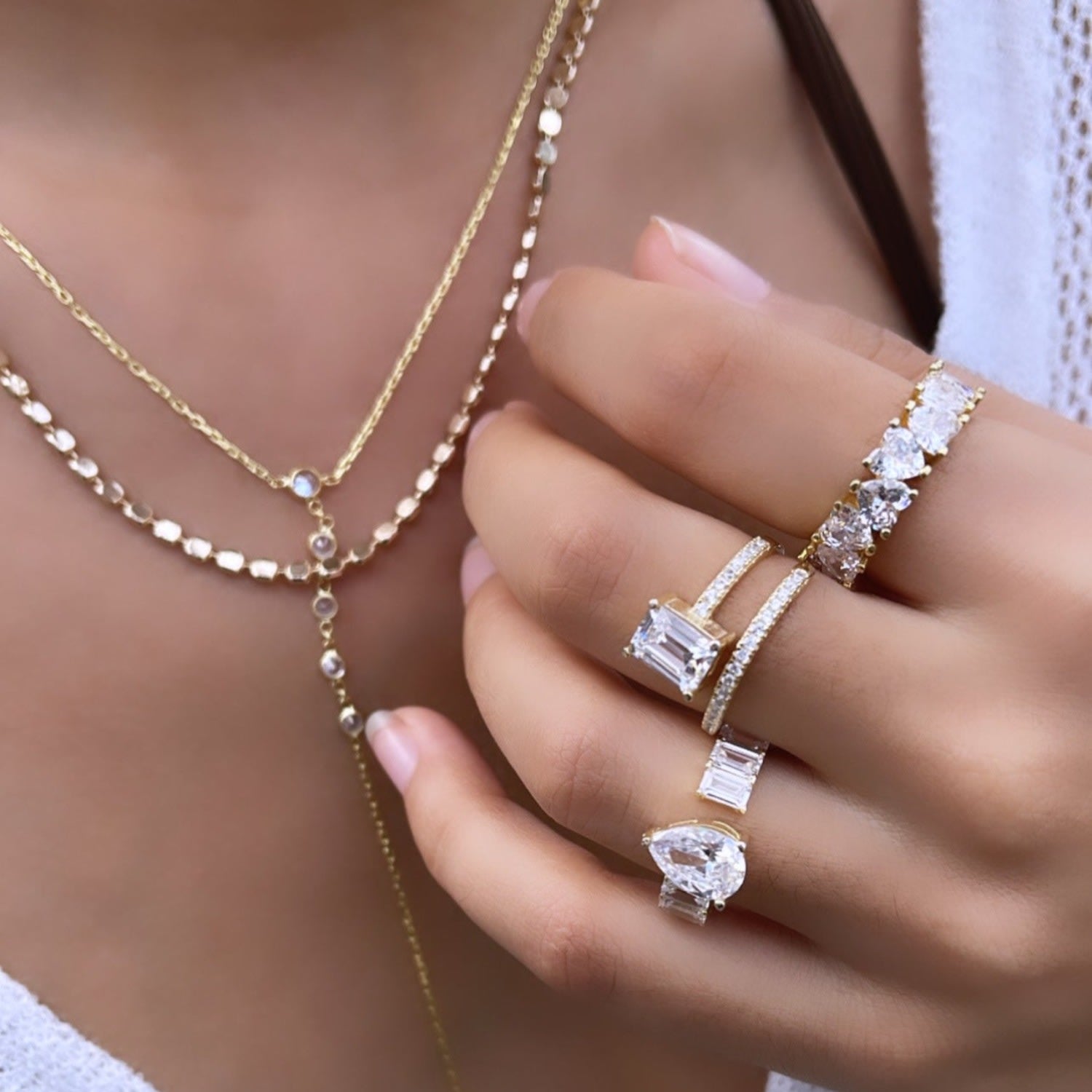 Heart Prong-Set Eternity Band - Gold