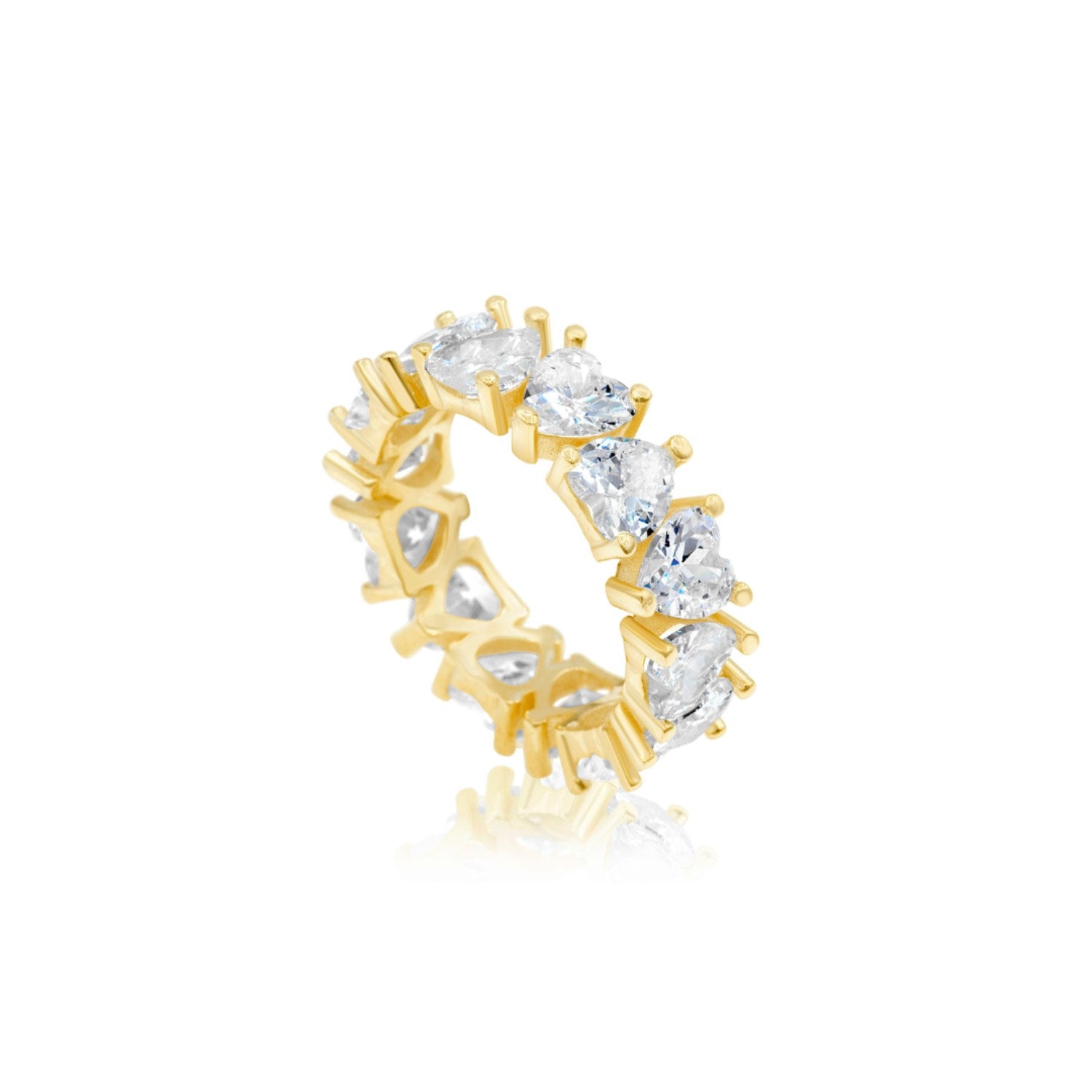 Heart Prong-Set Eternity Band - Gold
