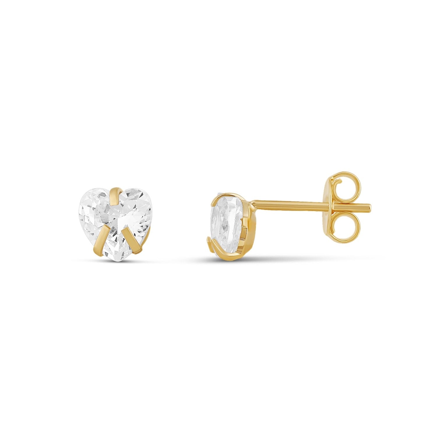 Heart Prong-Set Mini Studs - Gold
