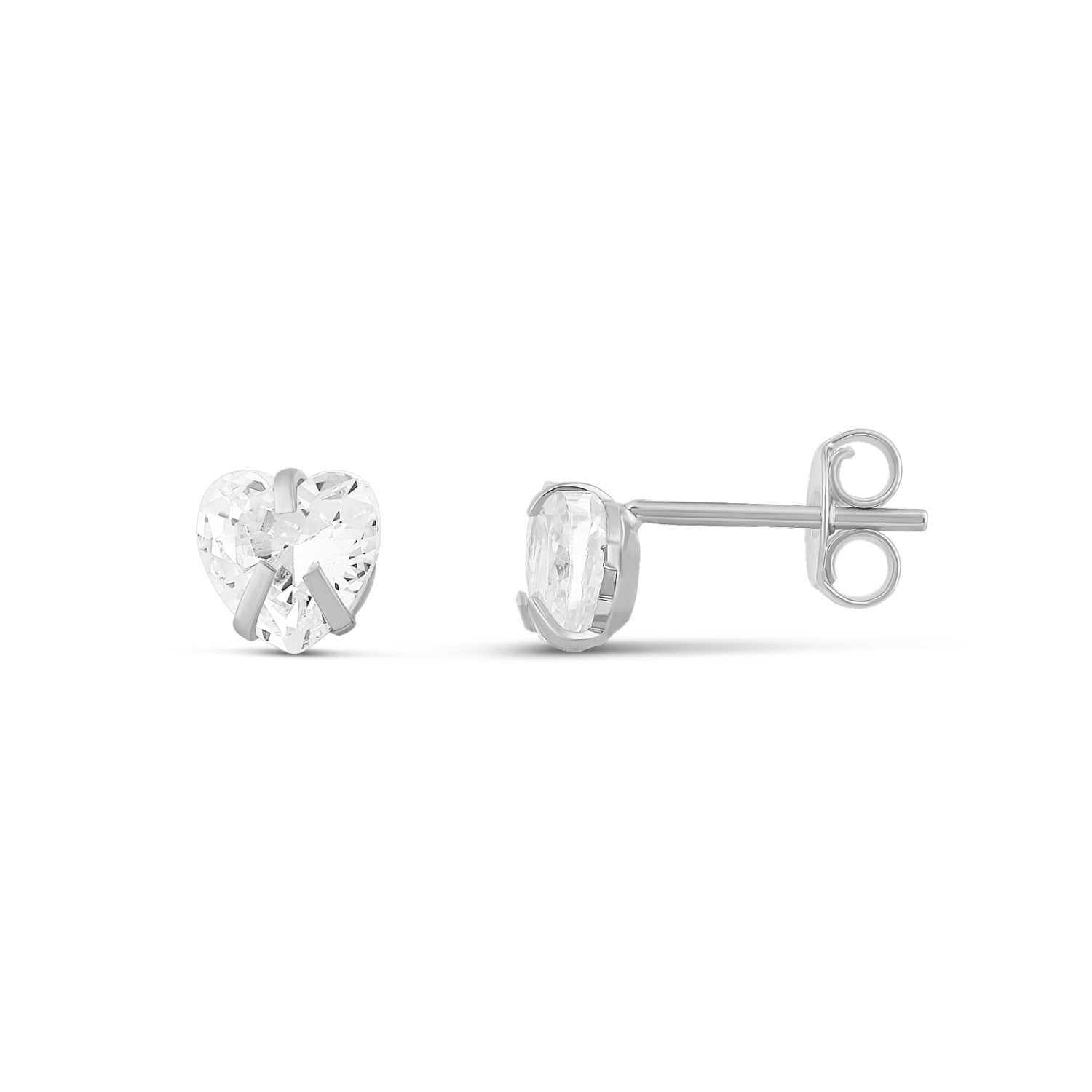 Heart Prong-Set Mini Studs - Silver