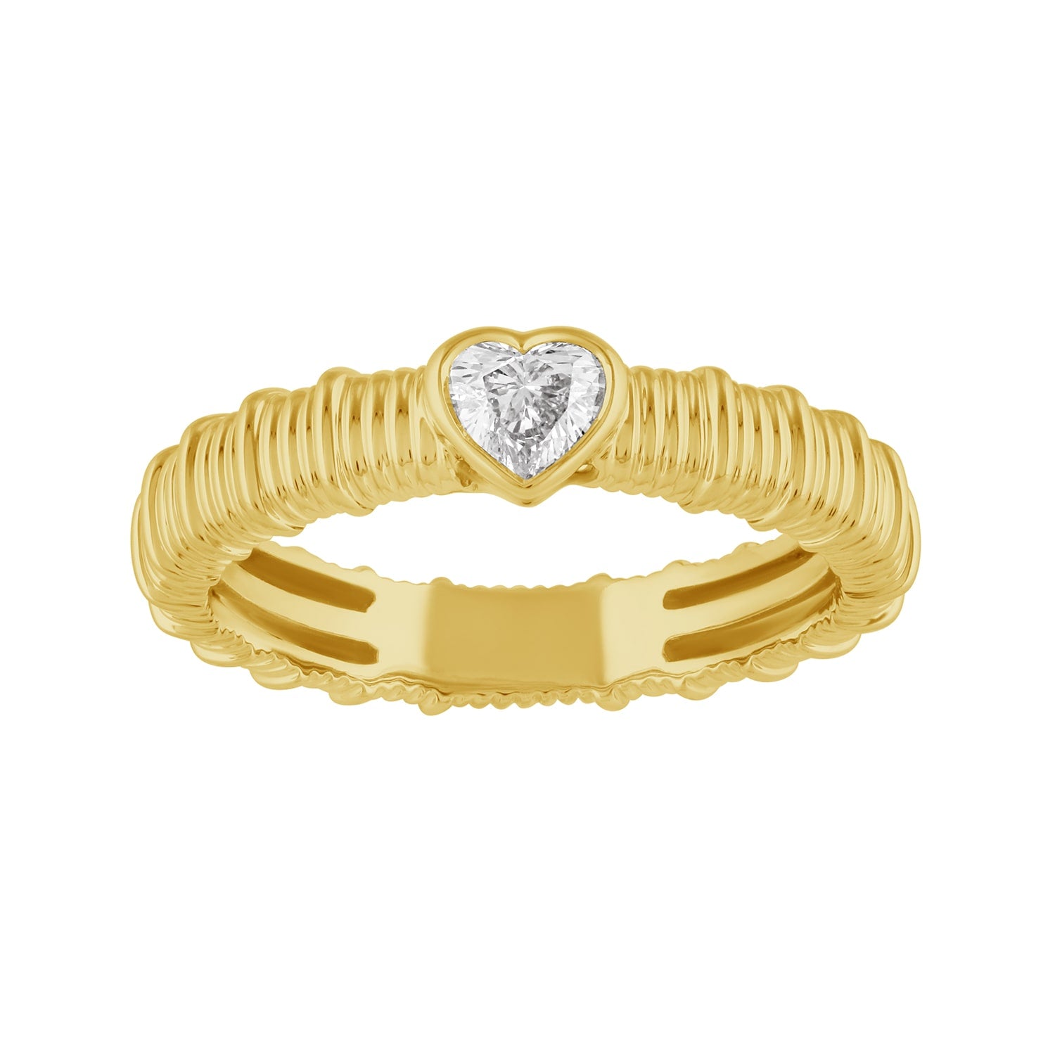 Heart Shape Diamond Designer Band Ring In 14Kt Solid Gold Fine Jewelry